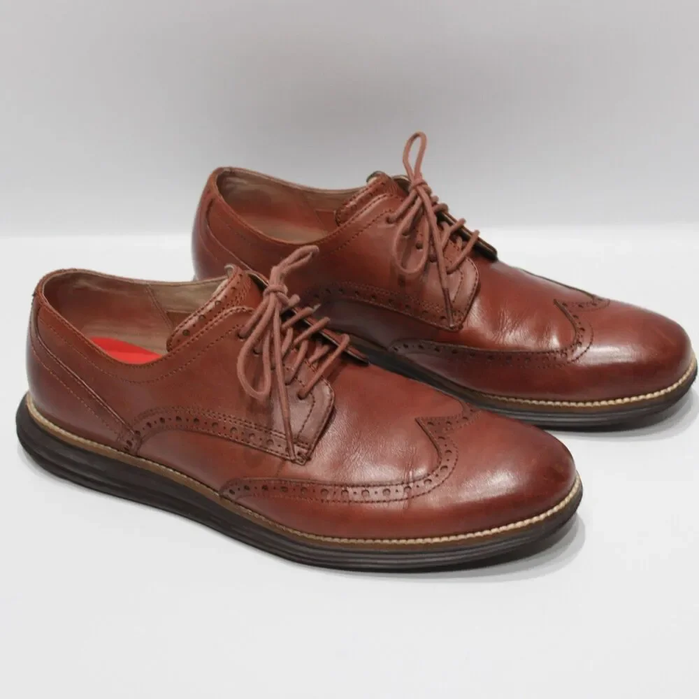 Cole Haan Original Grand Wingtip Oxford Shoes Brown Leather Men Size 10.5M - Picture 4 of 16